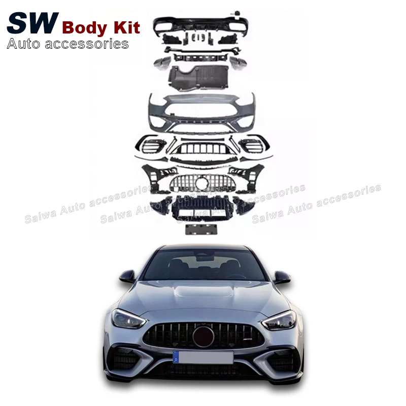 SW C63 S AMG Style Body Kit For -maybenz C-Class W206 2022+ Upgrade Modification Car Bumper Grille Auto Parts