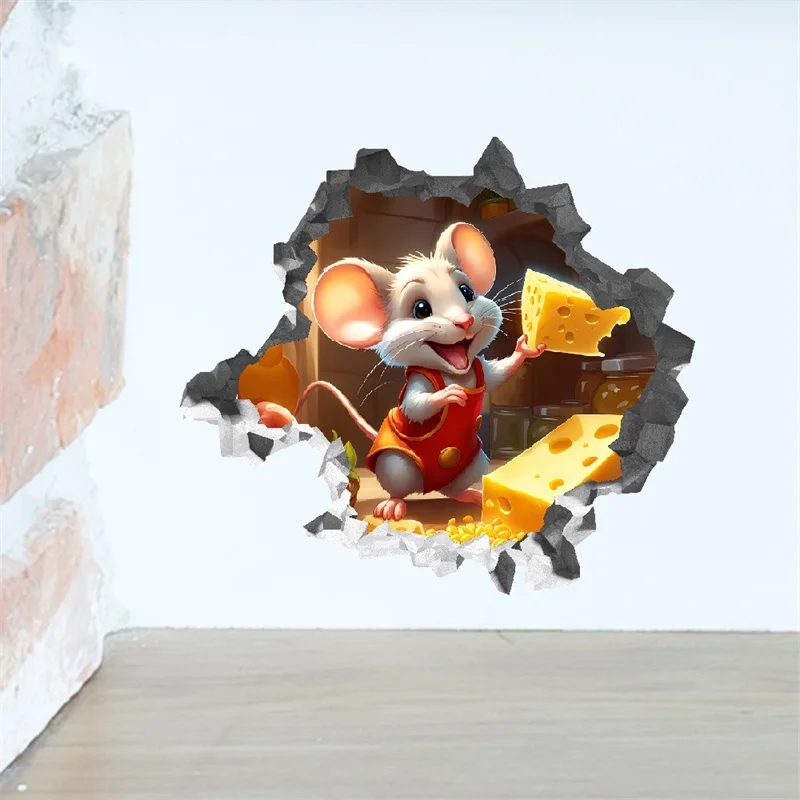 3D Cartoon Mouse Vinyl Wall Decal – Removable & Fun For Kids' Rooms, Kitchens, Or Any Space