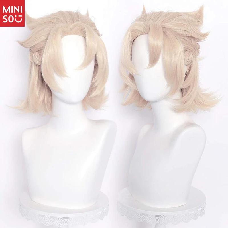 

Парик для косплея Miniso Genshin Impact Albedo, текстурированные светло-золотые волосы для образца мелового принца