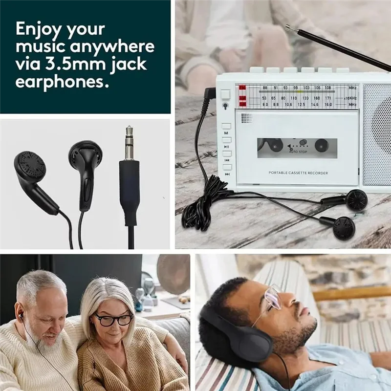 ABSQ-Retro USB AM/FM/SW Multibanda Radio Estéreo Inalámbrico Bluetooth Mp3 Audio Cassette Reproductor Grabador AM Radio Enchufe de la UE