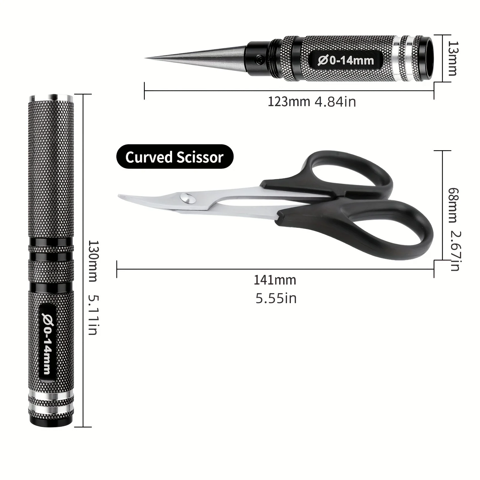 RC Car & Boat Assembly Tool Kit - 0-14mm Adjustable Hole Reamer with Sleeve & Bending Scissors - Durable Metal Construction