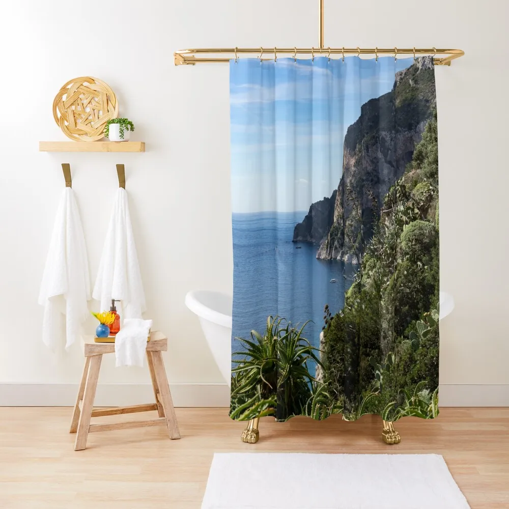 

Hot Seaside Afternoon - Mediterranean Magic of Capri Shower Curtain Funny Shower Waterproof Shower And Anti-Mold Curtain