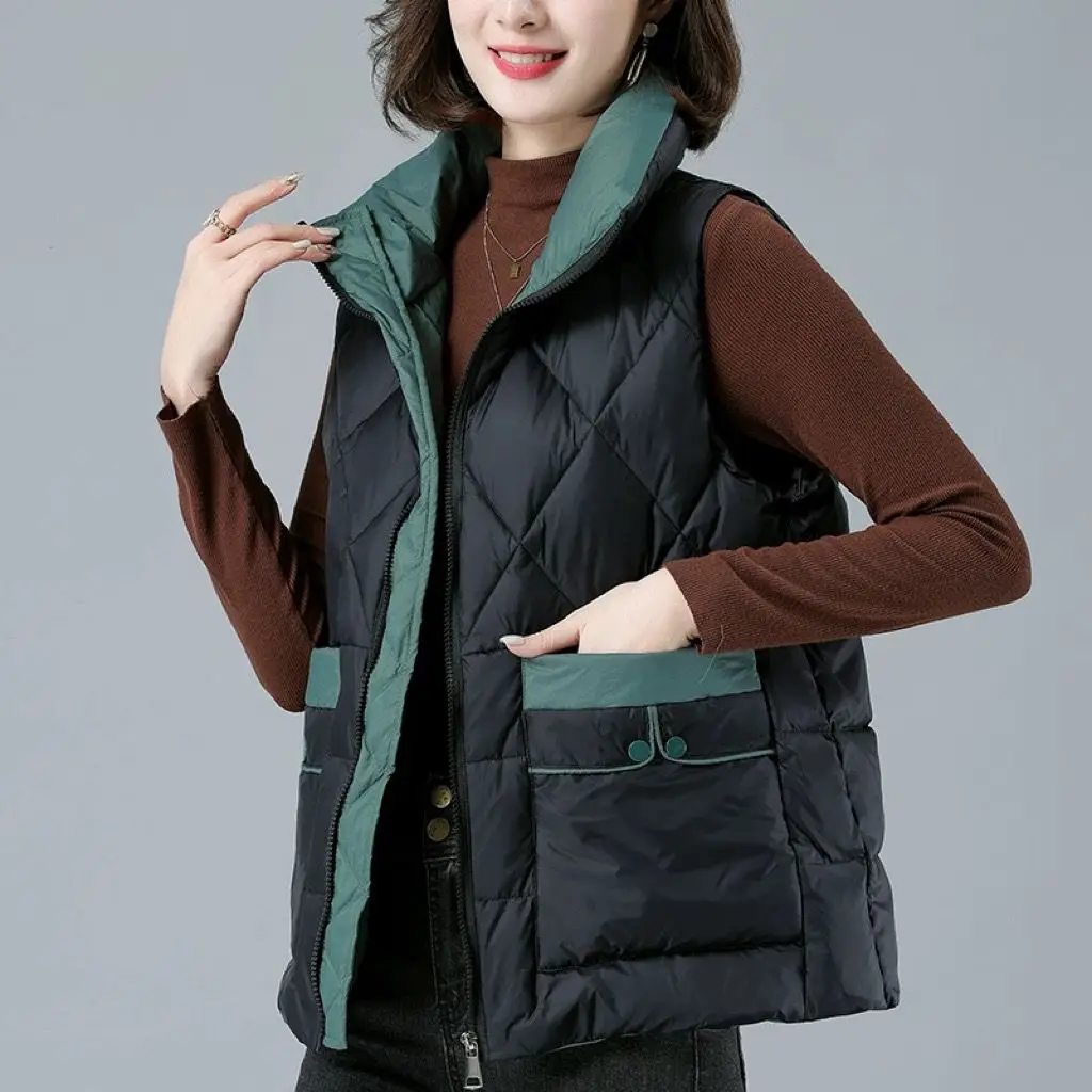 

Женский утепленный хлопковый жилет для осени и зимы, свободный теплый жилет-пальто для женщин среднего возраста, большие размеры, для повседневной носки