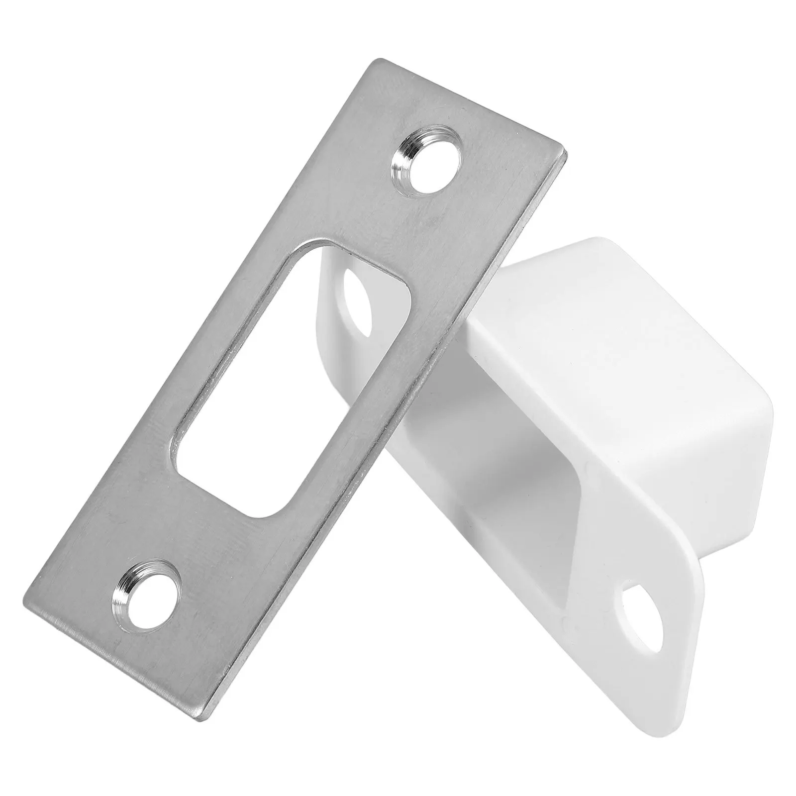 1Set Stainless Steel Door Strike Plate Lock Deadbolt Thickened Back Plate for Home Door Security and Reinforcement