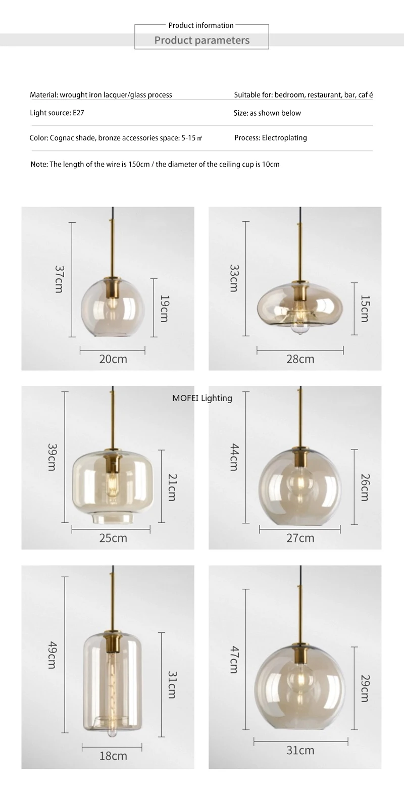 Art Industrial Retro E27 Glass Pendant Light Nordic Loft Chandelier Kitchen Restaurant Minimalist Hanging Lamp Suspension LED