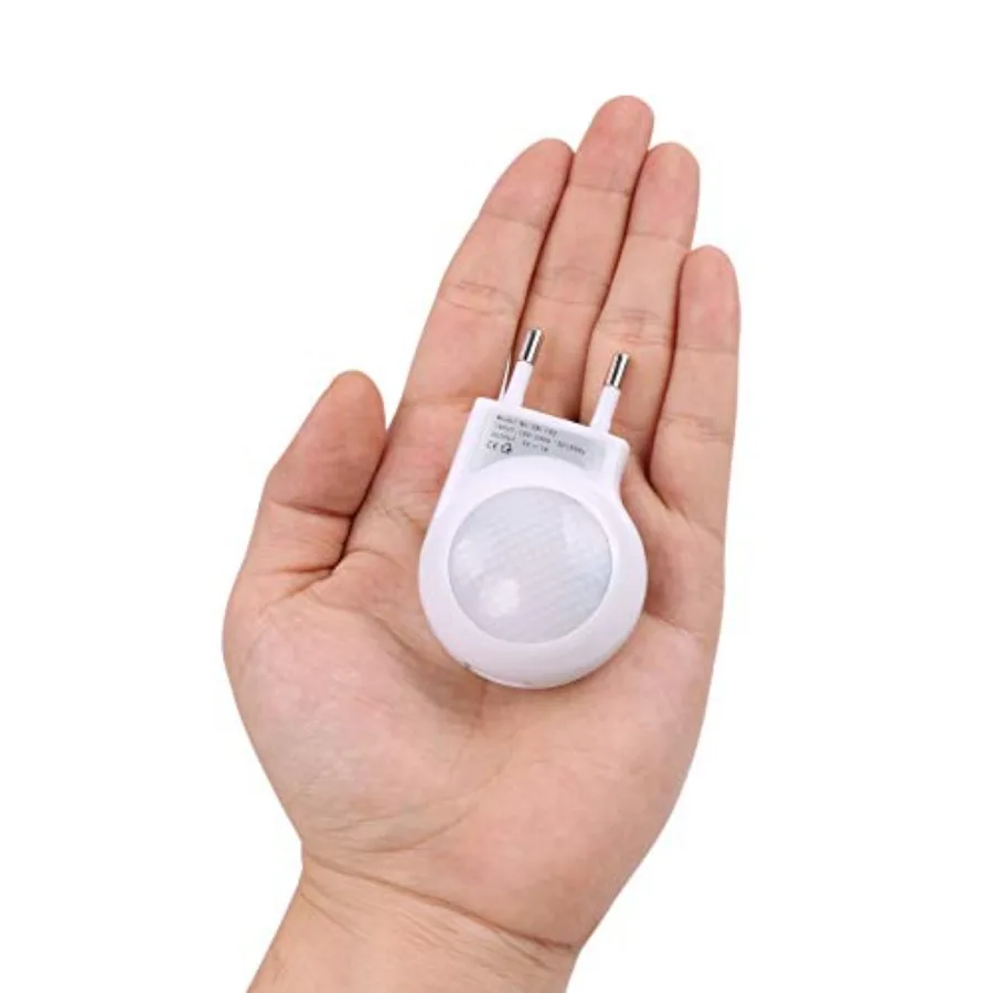 4 Pack of White EU 2-pin Plug - Portable Plug-in 0.7W Travel LED Night Light with Light Sensor Controlled Dusk to Dawn, No USB