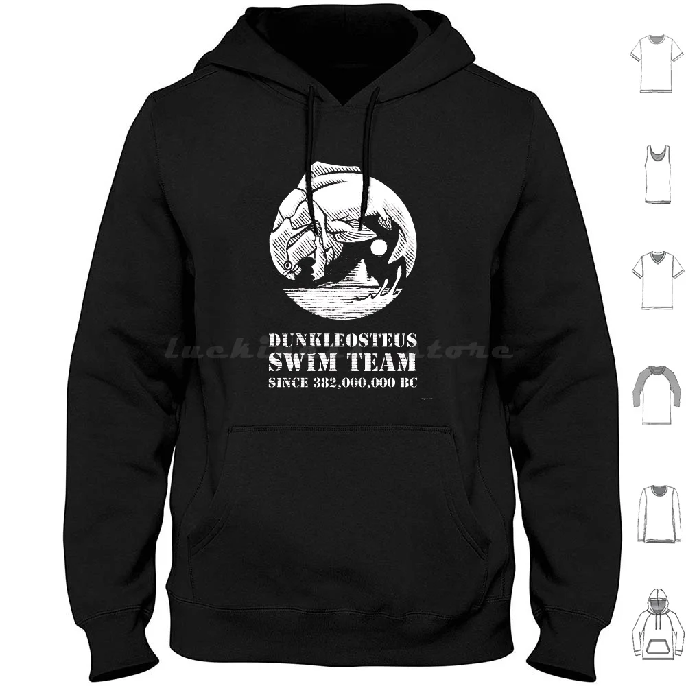 Dunkleosteus Swim Team Hoodie cotton Long Sleeve Paleontology Swim Team Dunkleosteus Paleozoic Ark Dinosaur Fish Funny