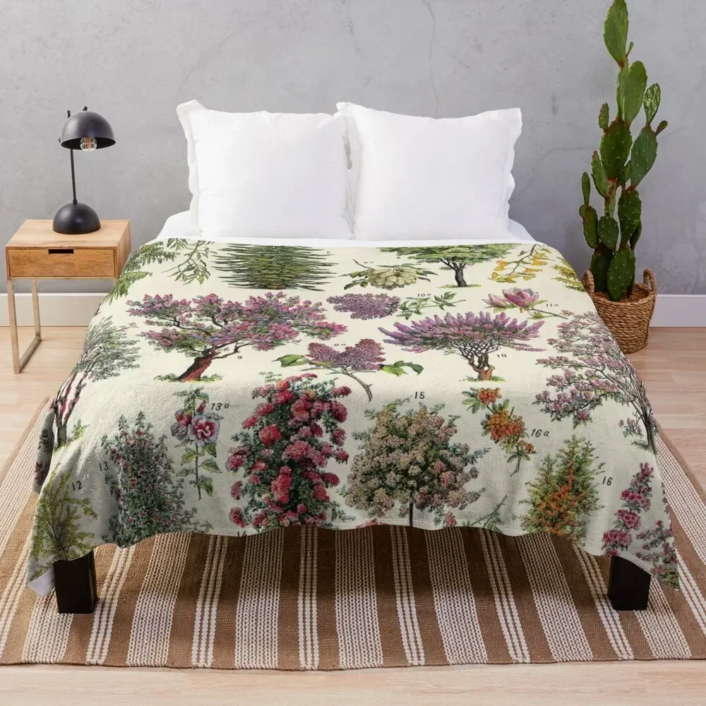

Adolphe Millot - jardin - Arbres d ornement 02 - Vintage french botanical illustration Throw Blanket
