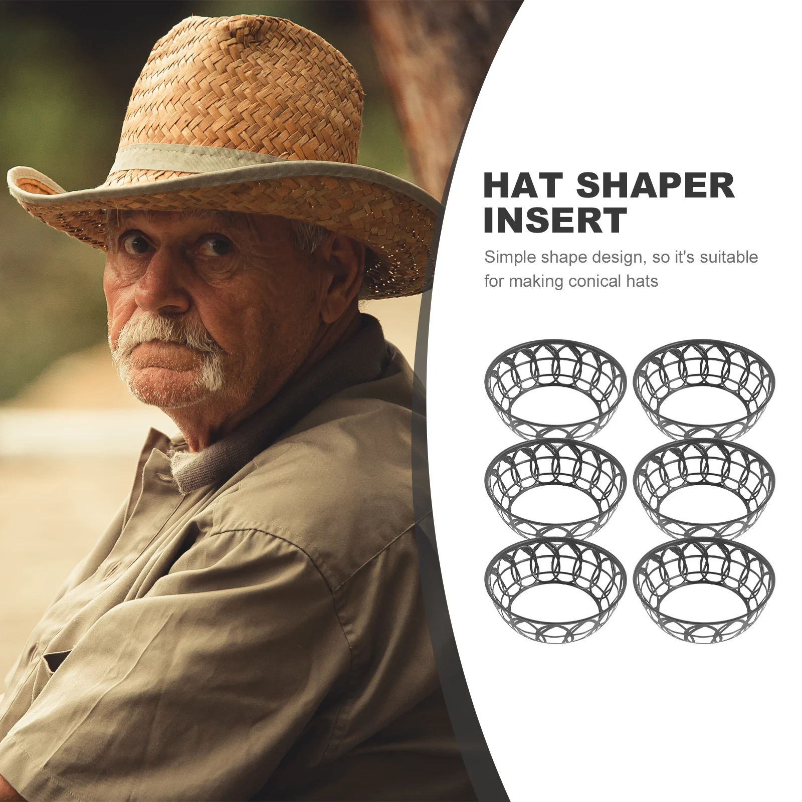 6pcs Bucket Insert Plastic Inner Support DIY Shape Keeper Black Color Lightweight Portable Braided Hat Hoop Straw Inner Loop