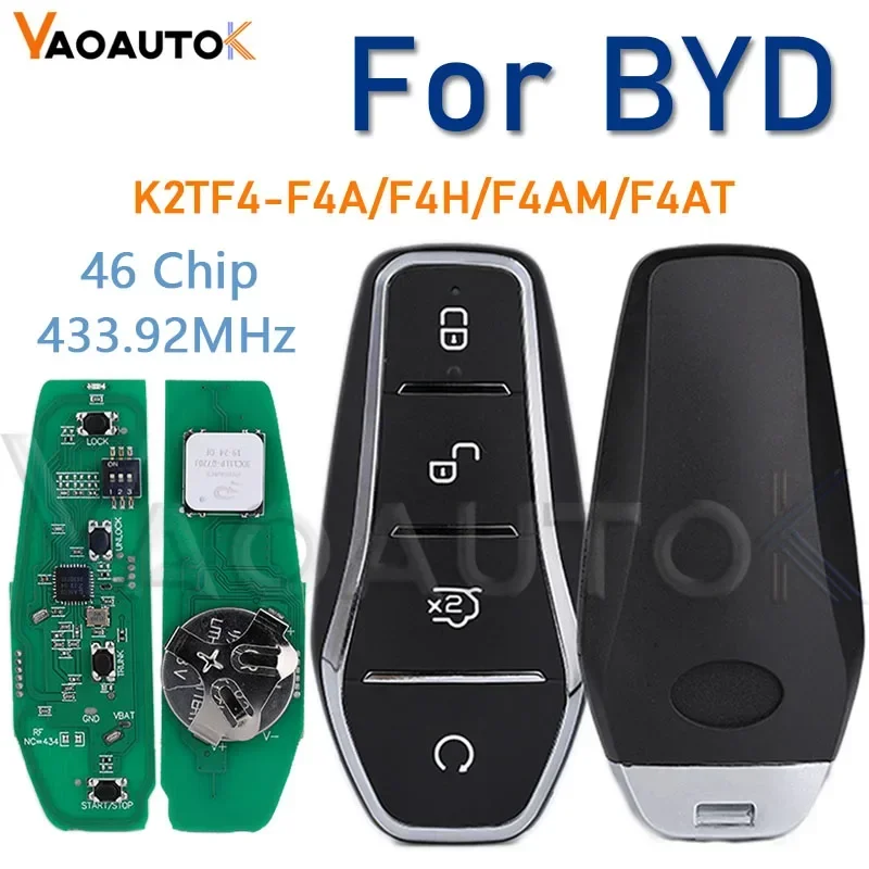 Car Smart Key For BYD Qin PLUS DM-i Qin PLUS EV Yuan PLUS SON 433.92MHz ID46 Chip K2TF4-F4A/F4H/F4AM/F4AT Auto Remote Key