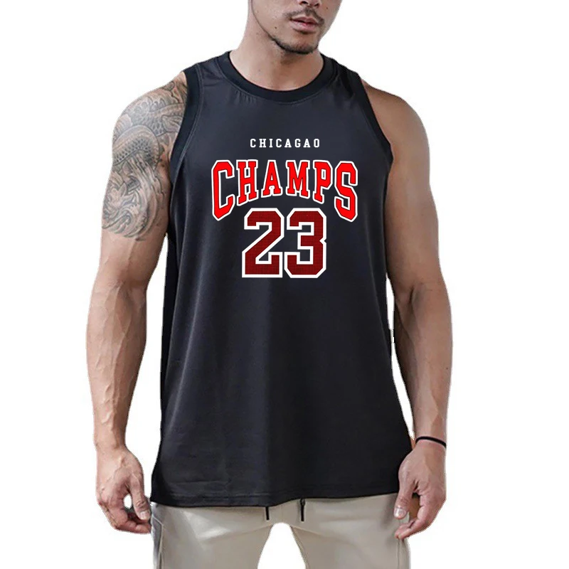 

Chicago Champs 23 USA City Team Sport Vests Gym Bodybuilding Fitness Tank Tops Mesh Breathable Sleeveless Quick Dry Men's Shirts