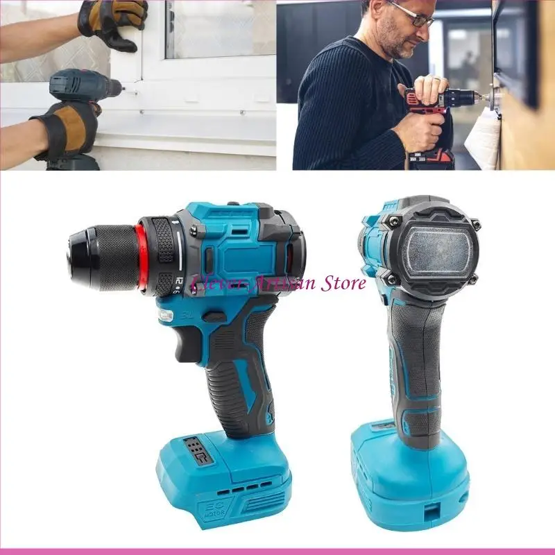 E06B POWERBOOT Draadloze boor 20V Elektrische stroomboor handheld Drill Boor Driver Tool Variabele snelheid Borstelloze -boor