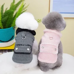 Ins Fashion Designer Warm Houndstooth Coat Lattice Jacket Thermal Pet Clothes Thickened Winter Dog Costume Clothing