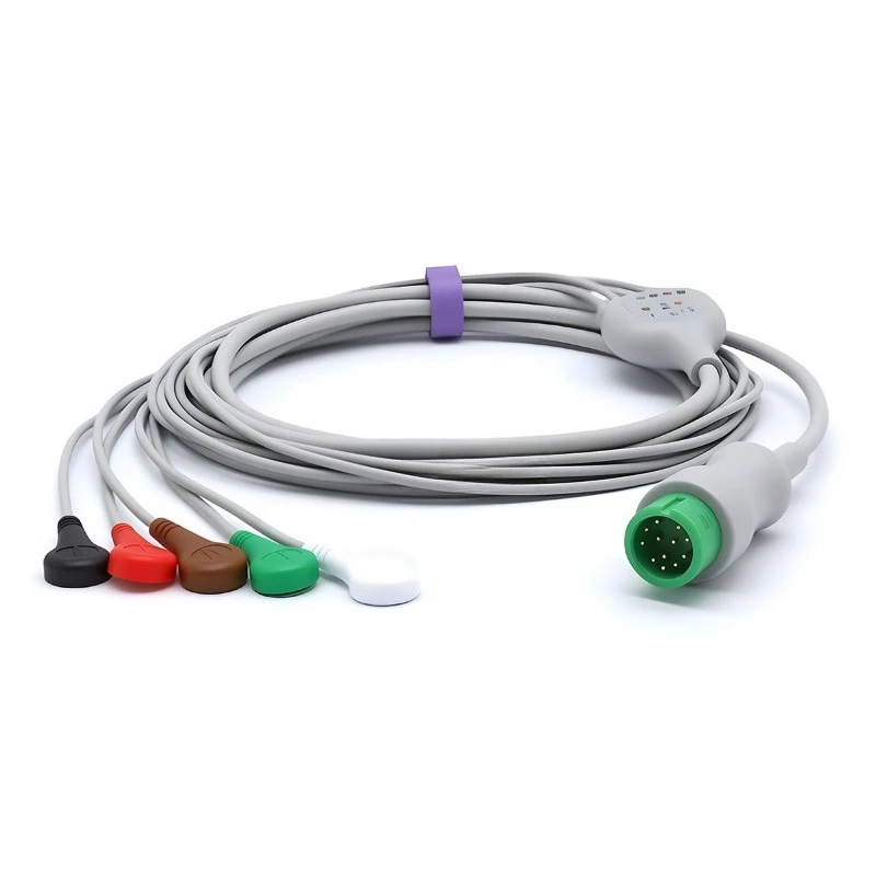 

Compatible ECG lead wire 6 pins 12 pins integrated 3 leads 5 guides snap clip type American standard European standard tape resi