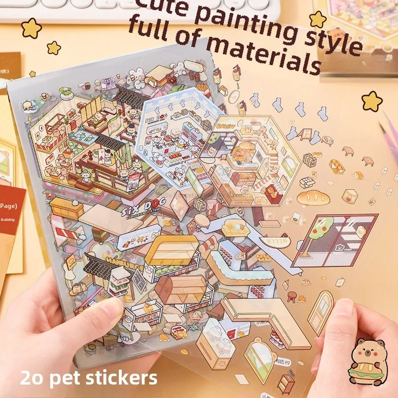 20in1 3D Landscape Sticker Collection Book Album Cartoon Scene DIY Toy Game Festival Birthday Gift for Kid Girl Child