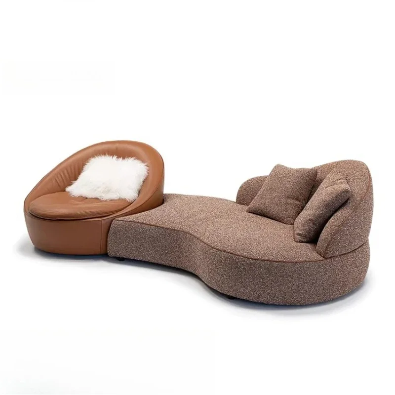 Minimal fabric straight row sofa small apartment simple light luxury module rotation