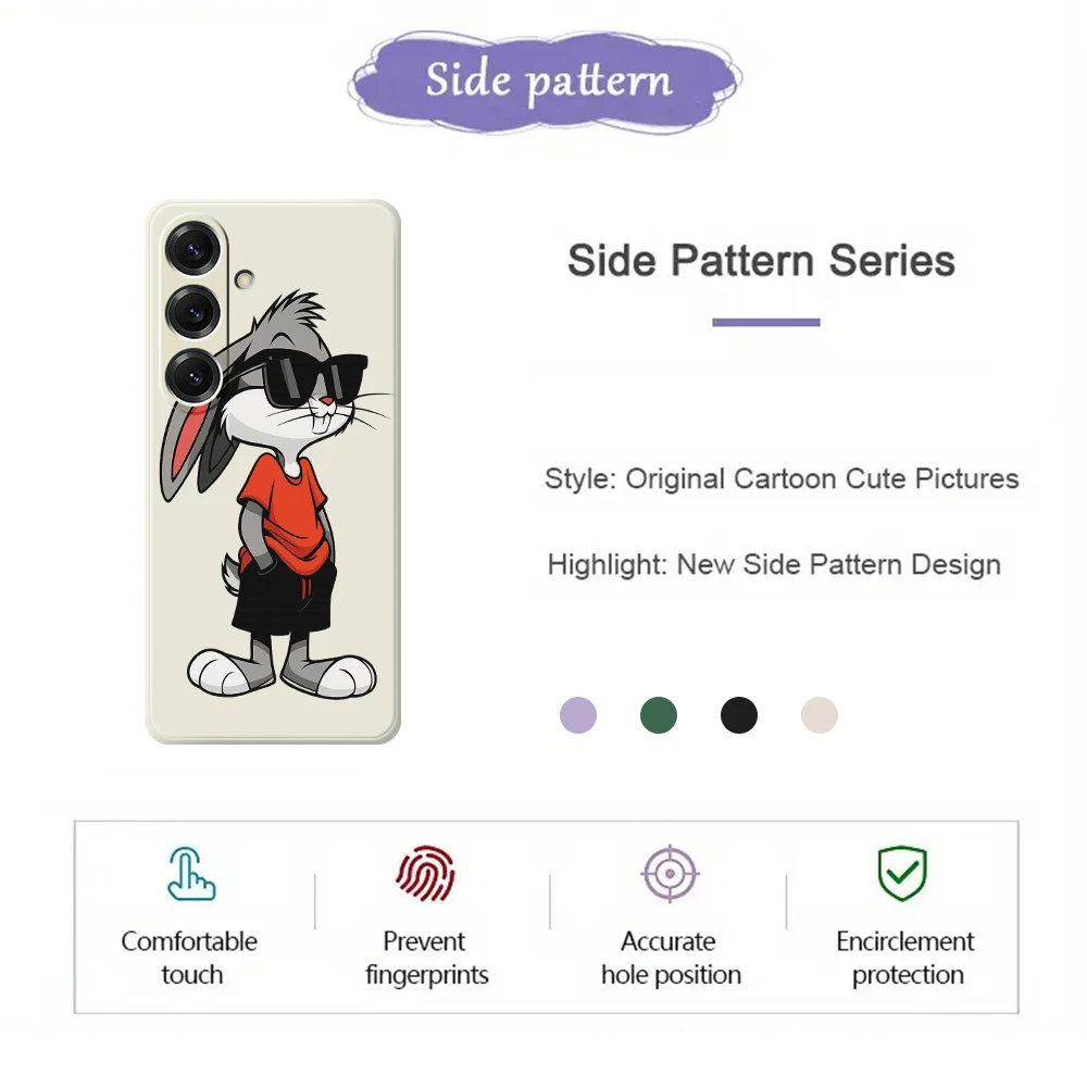 삼성 갤럭시 S25 S24 S23 S22 S21 S20 울트라 플러스 S20FE S21FE S23FE S24 FE S10 플러스용 멋진 토끼 폰 케이스 소프트 커버