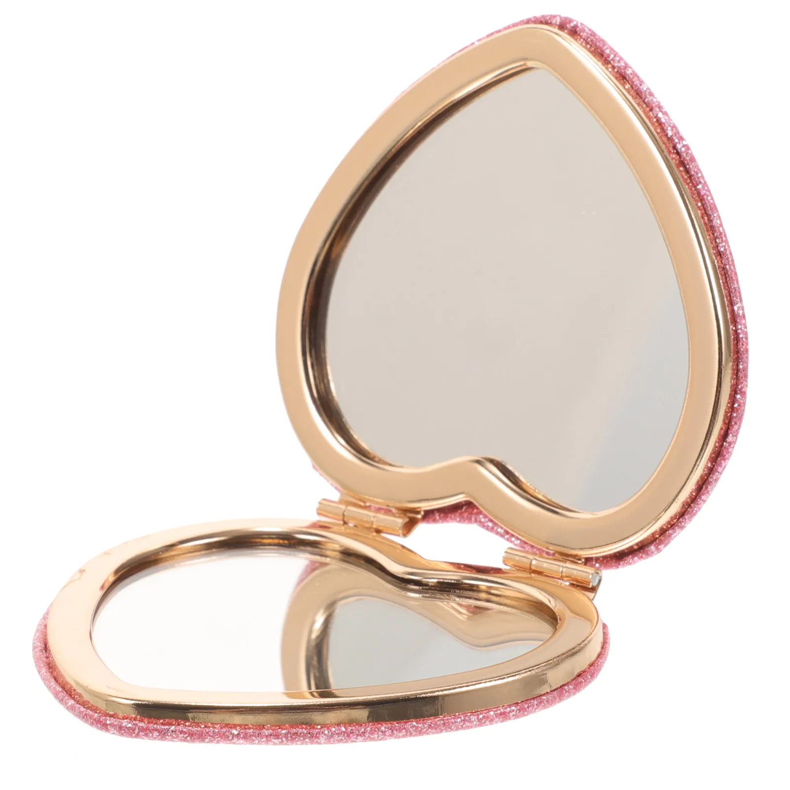 Urocze lusterko kompaktowe w kształcie serca, małe, lekkie, składane lusterko do makijażu dla kobiet, niezbędne w torebce na kemping.