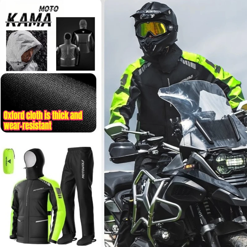 

Motorcycle Raincoat Set Lightweight Breathable Design Waterproof Riding Suit Split Jacket Outdoor Rain Gear for Riders