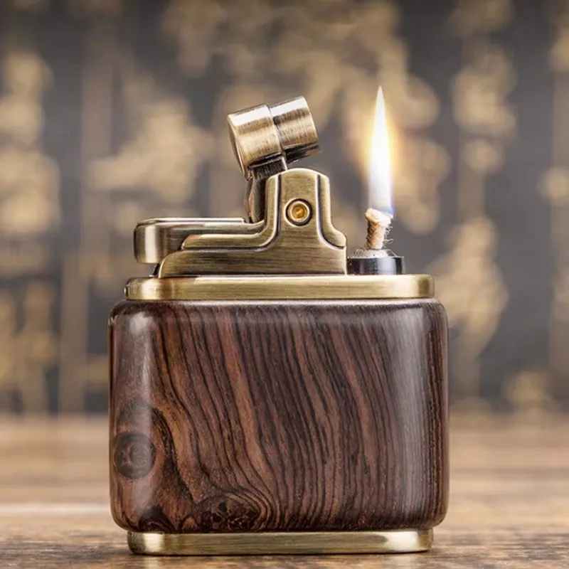 

ZORRO Retro Kerosene Lighter Oil Gasoline Wood Metal Lighter Grinding Wheel Brass Core Cigarette Lighter Gadget Collection Gift