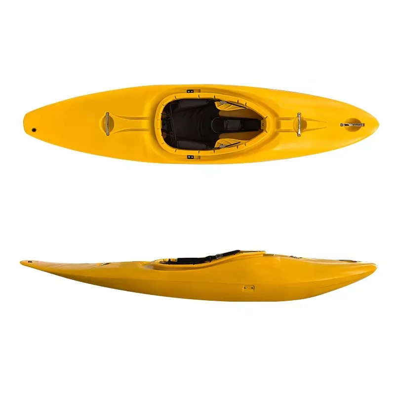 

Супер прочный вращающийся формованный каноэ из ПЭВП, каяк с белой водой, сидящий в каяке, желтый каяк с белой водой2026