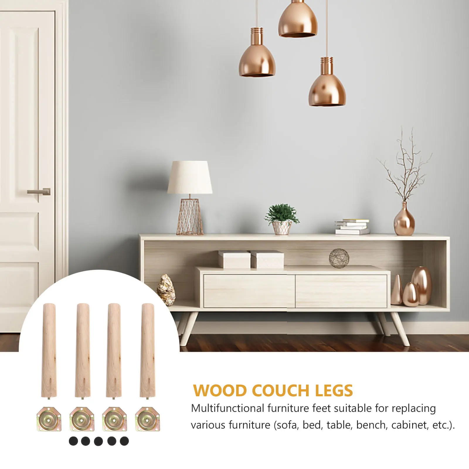 

4 set Wooden Furniture Feet Replacement For Sofa Bed Table Cabinet Premium Wood Material Smooth Finish Heavy Duty Stable