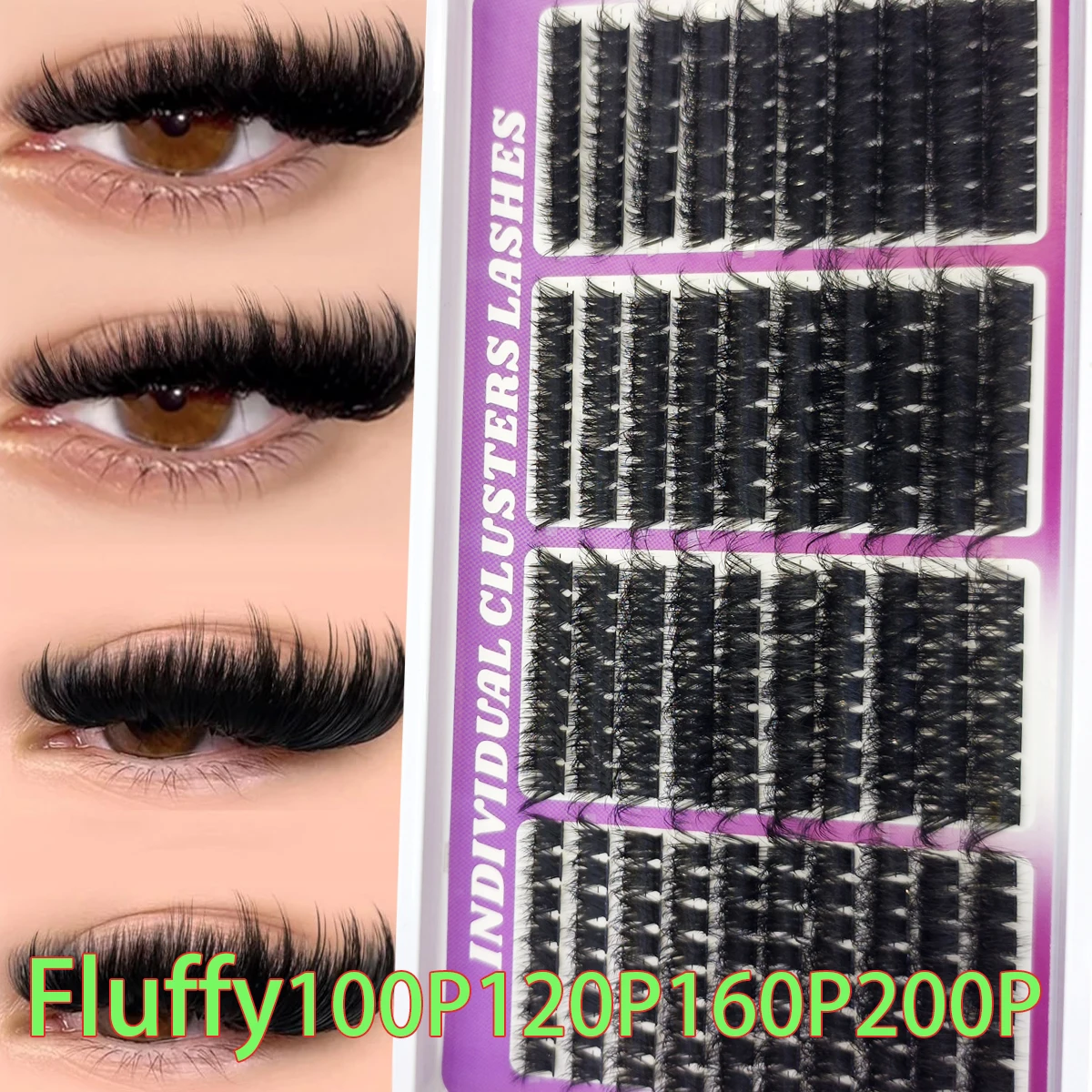 Neue 30-200P dicke falsche Wimpern mit gemischter Länge, D-Curl Cat-Eye-Stil für einen flauschigen und dramatischen Look, geeignet für Anfänger.