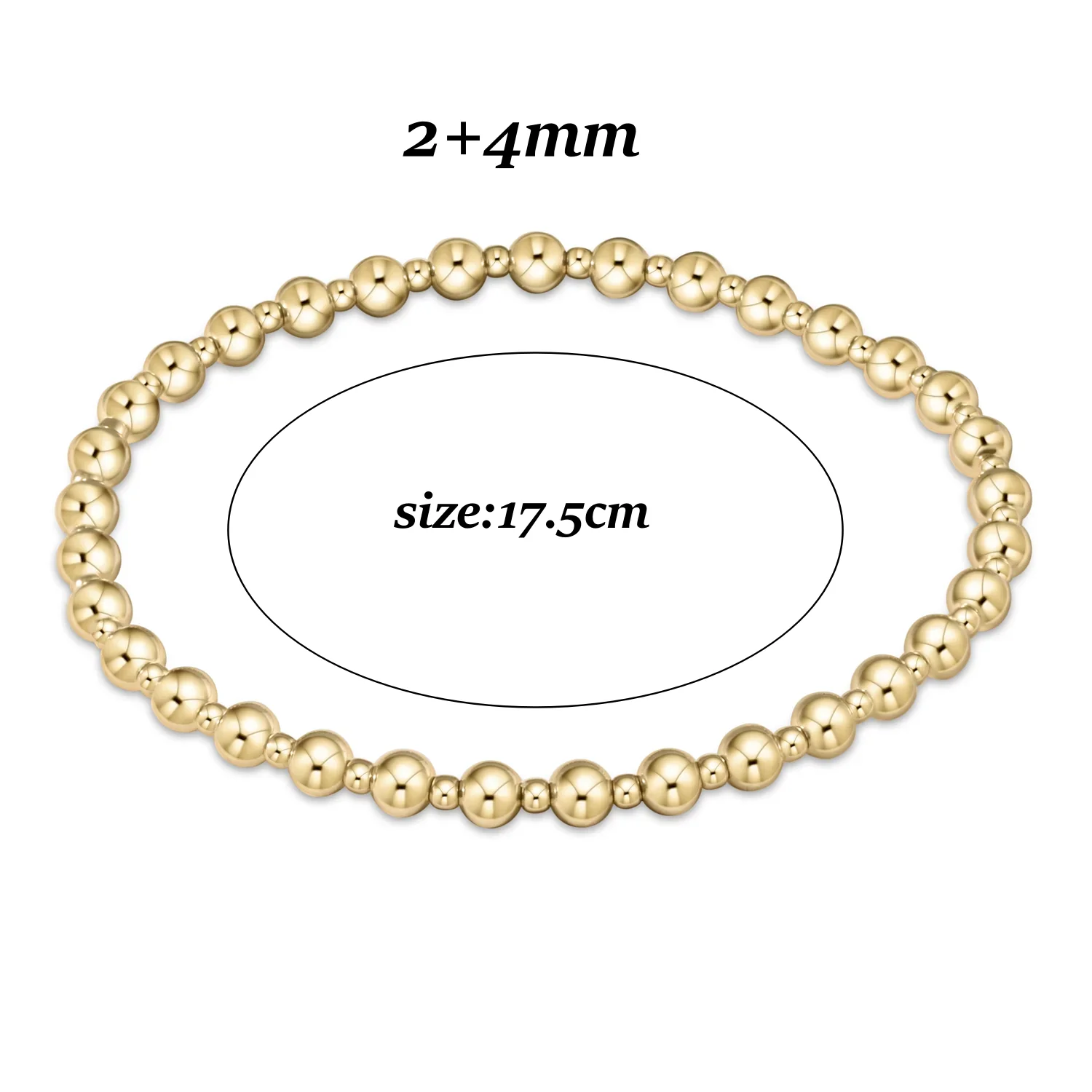 Goldperlen-Stretch-Armbänder für Damen, 18K vergoldet, stapelbar, modischer Schmuck, trendiges Accessoire für Party und Alltag. – Detail 9
