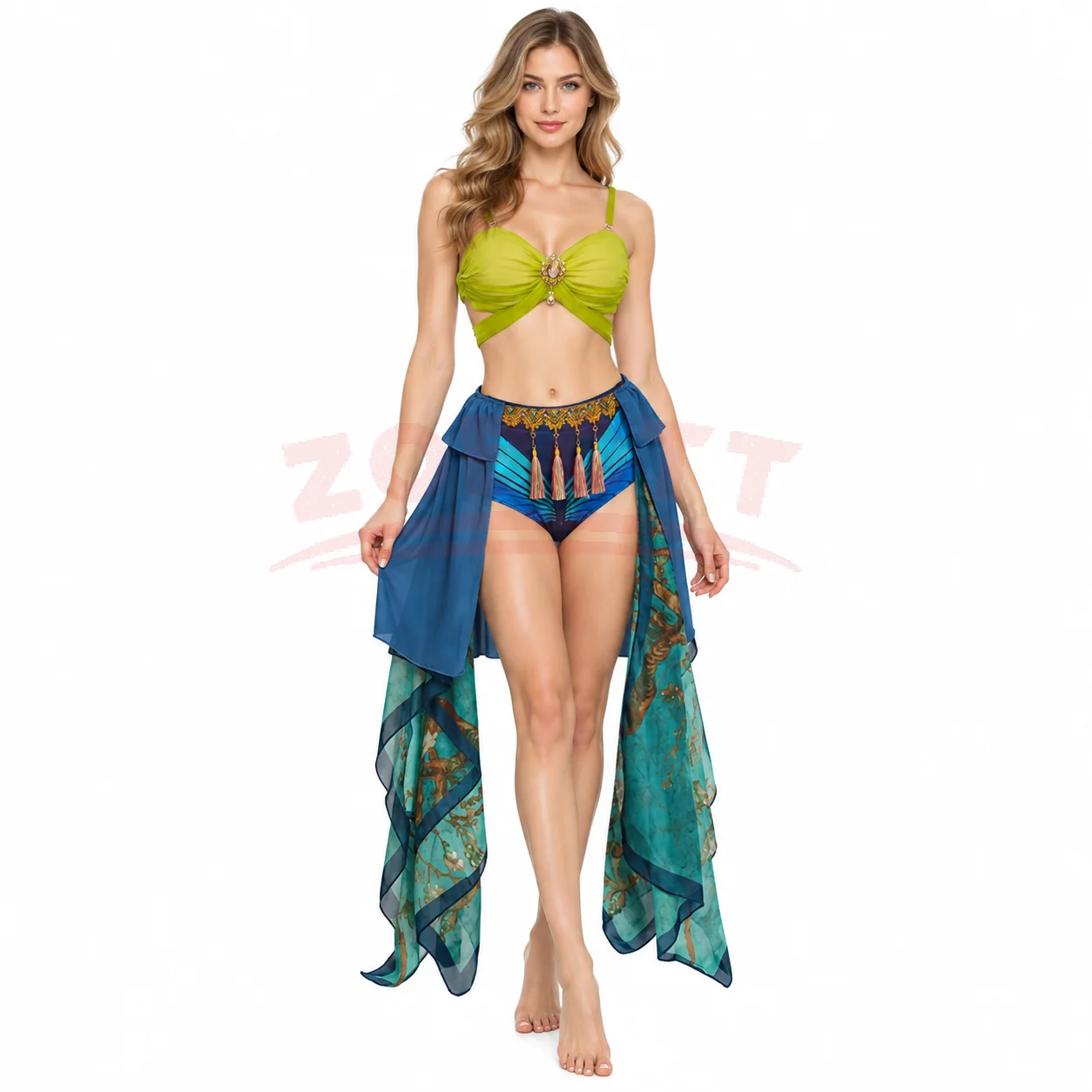 Disfraz de esclava de Britney, vestido azul para actuaciones en el escenario, conjunto de baile con sujetador, pantalones cortos y falda, traje para mujer, ideal para Halloween, carnavales y fiestas.