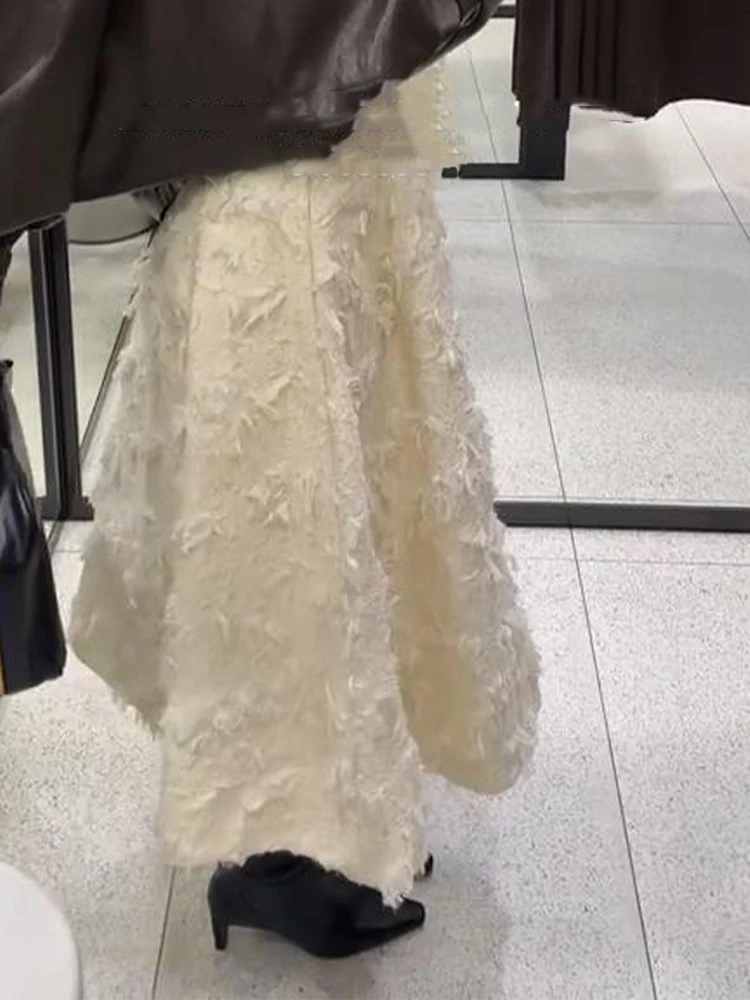 

Элегантная юбка-миди с желтыми перьями и текстурой, женская мода, пышная юбка трапециевидной формы с высокой талией, расклешенная нижняя часть, женские повседневные офисные юбки