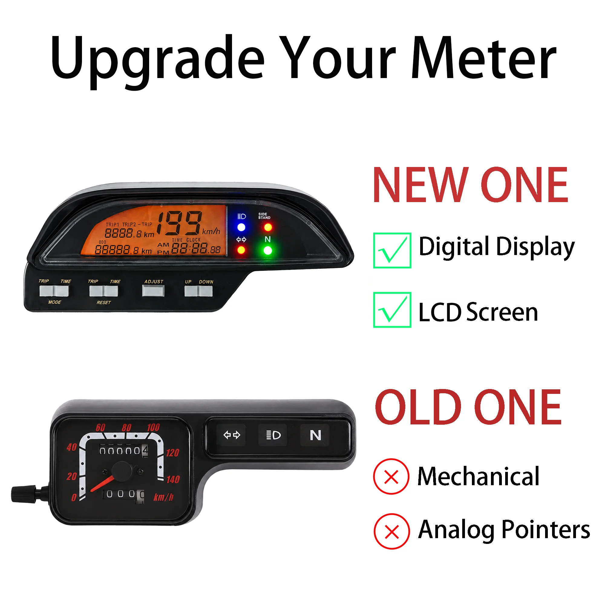 Plug and Play LCD Display Motorcycle Accessories Speedometer Moto Digital Tachometer Dashboard for Honda Tornado XR250 XR 250
