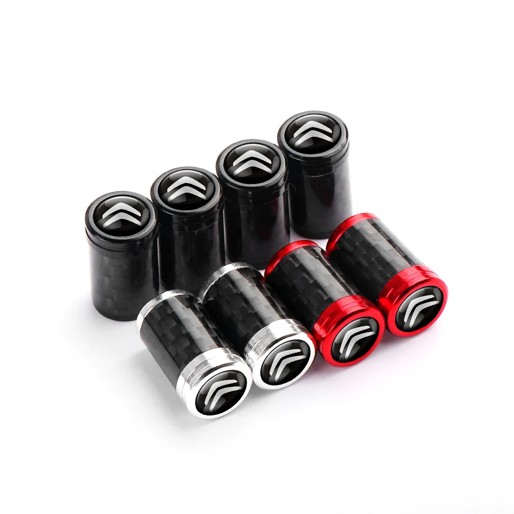 4 pièces de capuchons de valve de pneu en fibre de carbone pour Citroën Berlingo C3 Aircross C4 C6 C5, accessoires de voiture