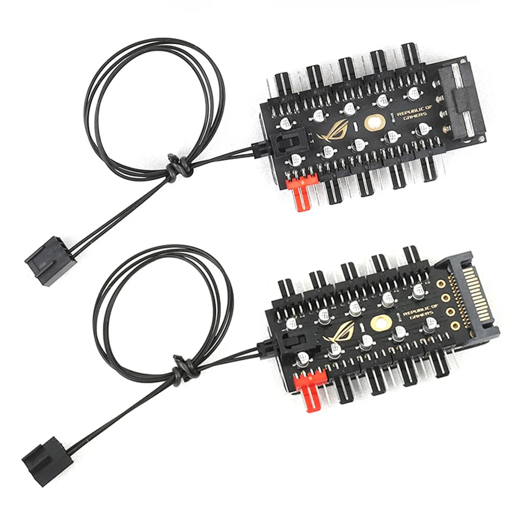 4 Pin HUB Motherboard Strip Adapter Powered Chassis Extension Four Cooler Fan Temperature Controller Board