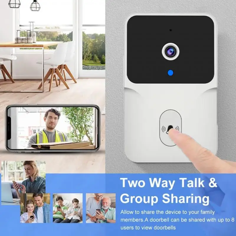 Tuya WiFi Video Doorbell Wireless HD Camera PIR Motion Detection IR Alarm Security Smart Home Door Bell WiFi Intercom For Home