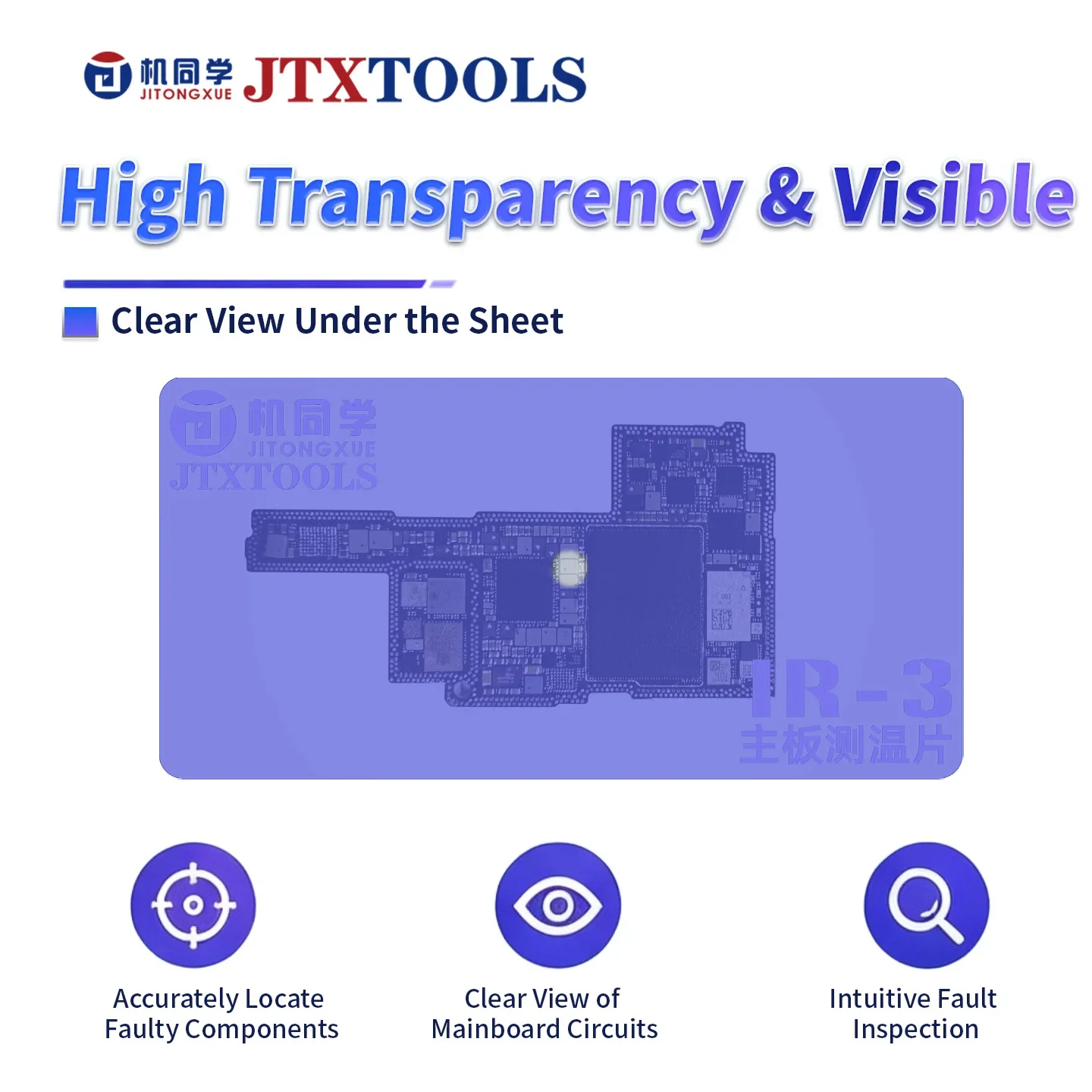 JTX TOOLS IR-3 Motherboard-Kurzschlussfinder-Pad, flexibel, hitzebeständig, für die Reparatur von Mobiltelefonen, zur genauen und sofortigen Lokalisierung von Hotspots. – Detail 8