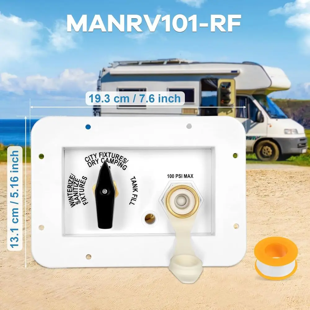 لوحة خدمة المياه Vikua RV مع 4 وظائف 3 أوضاع إمداد صمام نحاسي لتركيبات مدينة الخزان والتخييم الجاف، 3/4 بوصة