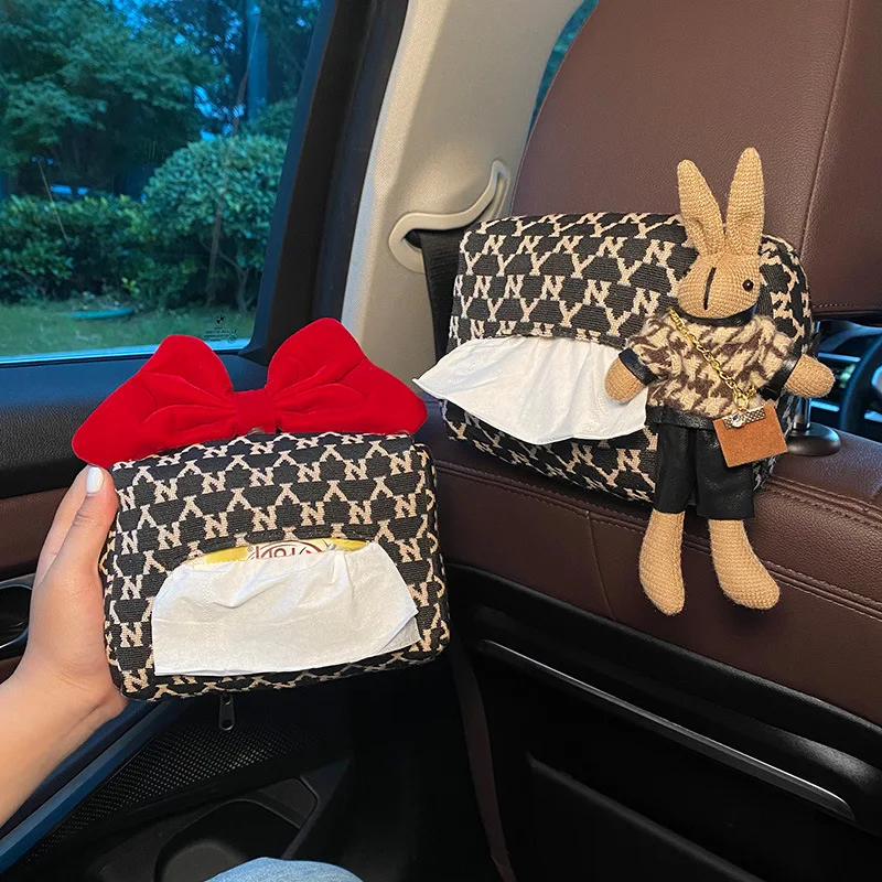 LULECI Advanced Sense Thousand Bird Lattice Car Tissue Box Female Car Seat Back Armrest Paper Box Interior Decoration Supplies