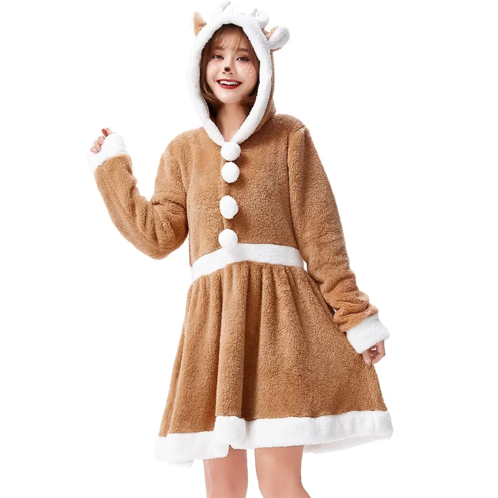 Kinder und Erwachsene Rentier Kostüm Tiere Elch Weihnachten Rentier Kapuzen kleid Elch Eltern-Kinder Kleidung Halloween Cosplay Kleid