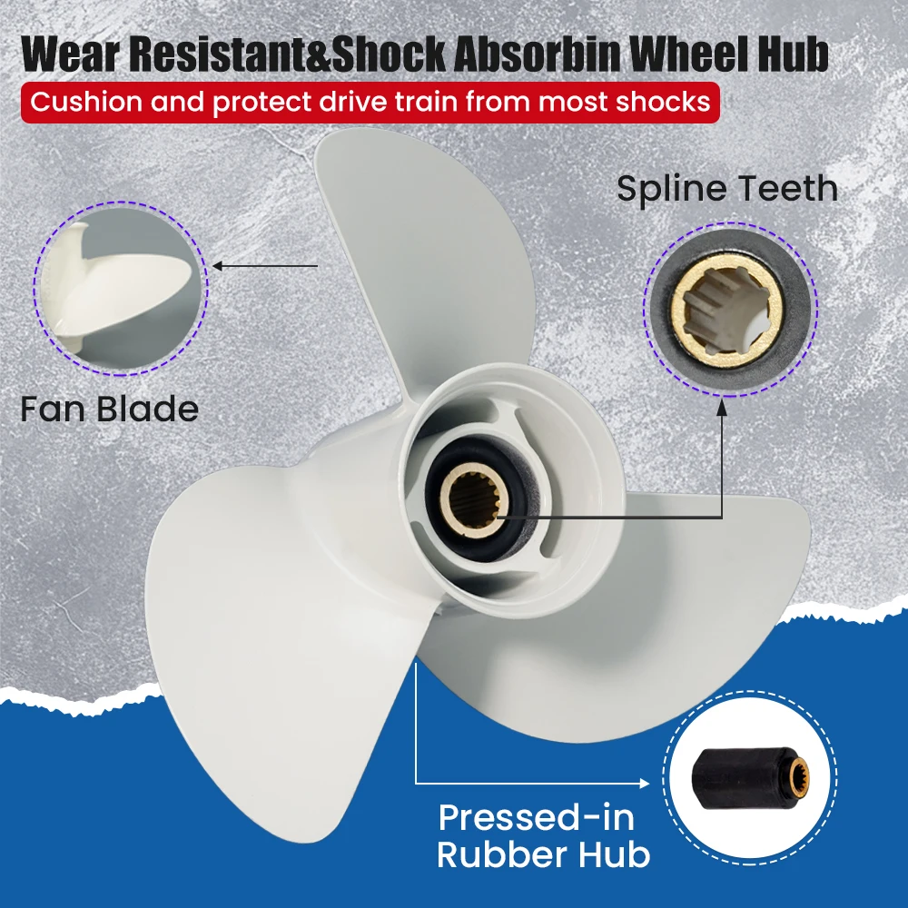 Outboard Propeller 13 1/2x15 for Yamaha 50 60 70HP 75HP 80HP 85HP 90HP 100HP 115HP 130HP 15 Spline Aluminum Alloy 3 Blade Screw