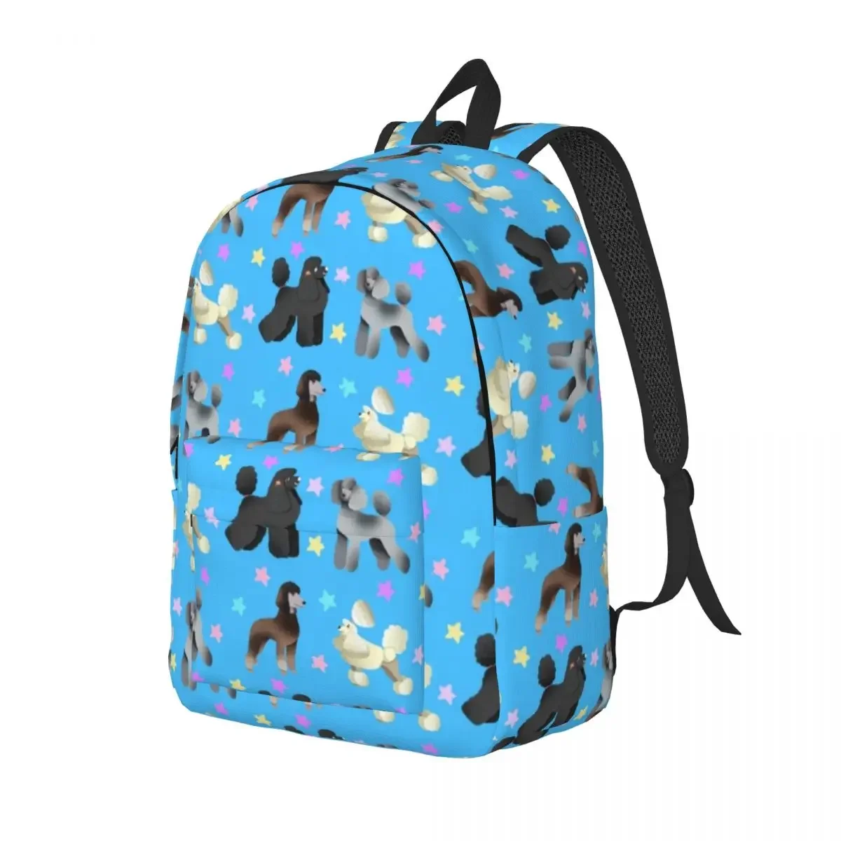 Poodle Dogs Cute Brown And Blue Backpack Middle High College School Student Book Bags Teens Daypack Durable