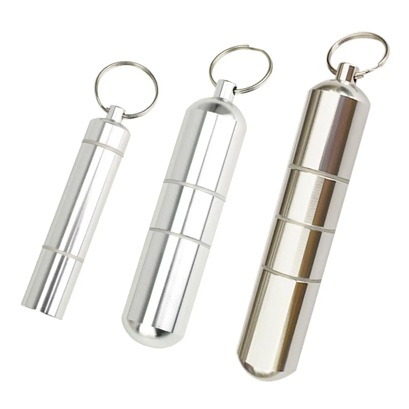 

Pill Box with Key Ring Vitamin Storage Box Aluminium Alloy for Emergency
