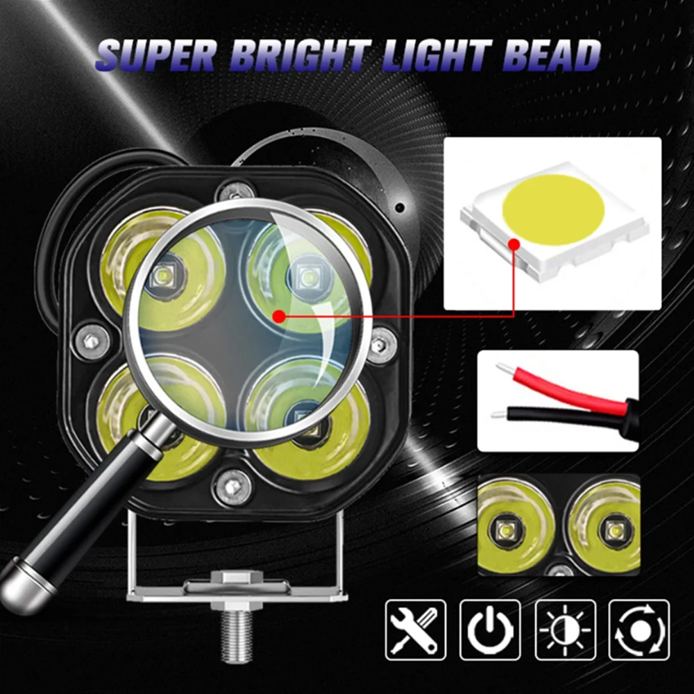LED-Licht 40W Auto-Scheinwerfer Zweifarbige Motorrad-Spotlights Linse Für LKW ATV UTV Offroad 4x4 Jeep 12V 24V 3 Zoll Nebelscheinwerfer – Detail 17