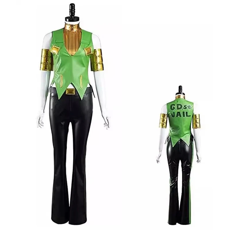 

Ermes Costello Cosplay Costume Wig JoJo's Bizzare Adventure Women Leather Uniform Halloween Carnival Outfits