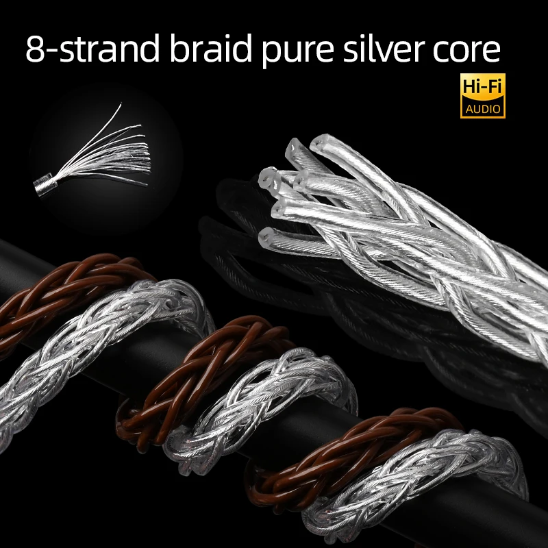 Kabel Audio 3.5mm Aux czyste srebro HiFi 8 pasm czyste srebro srebrny rdzeń 3.5 Stereo do 3.5 kabla Adapter gniazda Jack do wzmacniacza