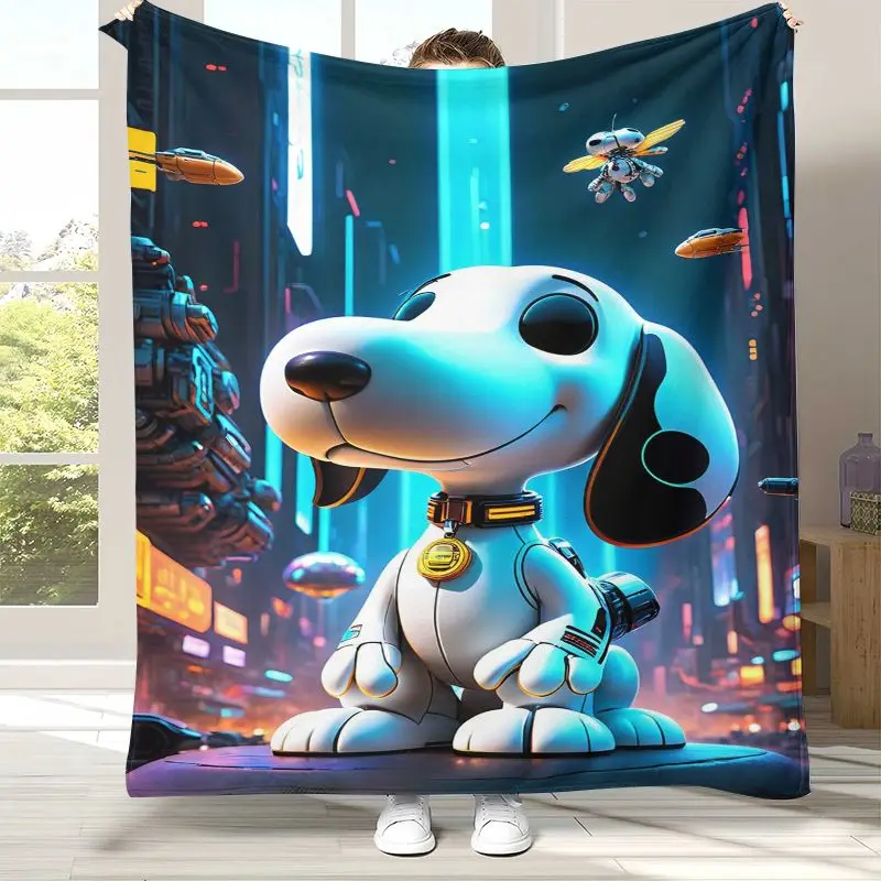 Kawaii S-Snoopys Dog Cartoon Soft Flannel Throw Blanket,Cozy Warm Blanket for Bed,Sofa,Living Room,Picnic,Home Decor,Gift