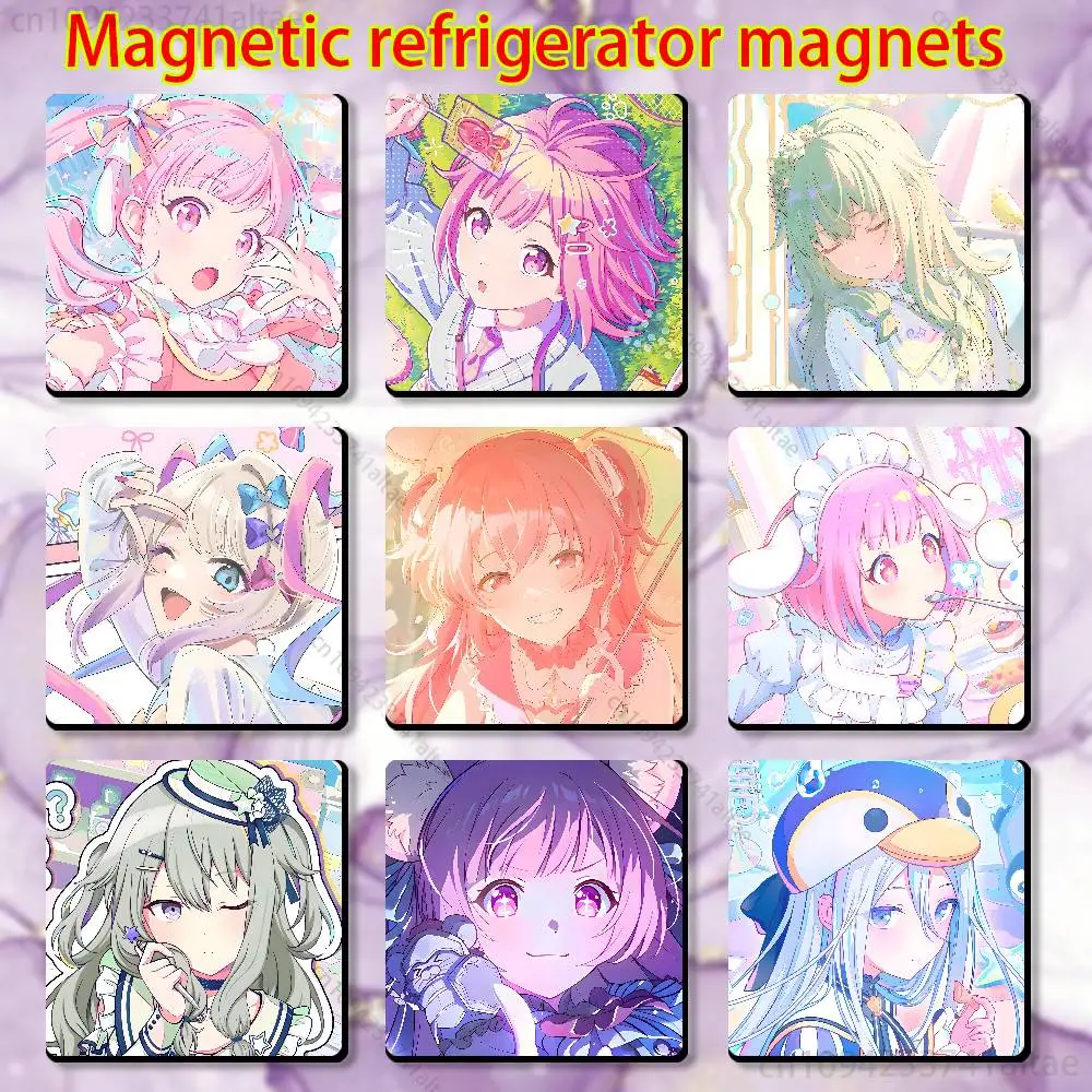 

Anime Project Game S-SEKAI Fridge Magnet Square Stickers Personalize Home Decor Souvenirs Gift