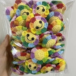 DIY Handmade Wool Crochet Colorful Smile Crochet Sunflower Sweater  Decorations Cute Cartoon Sun Ornament Accessories Knit