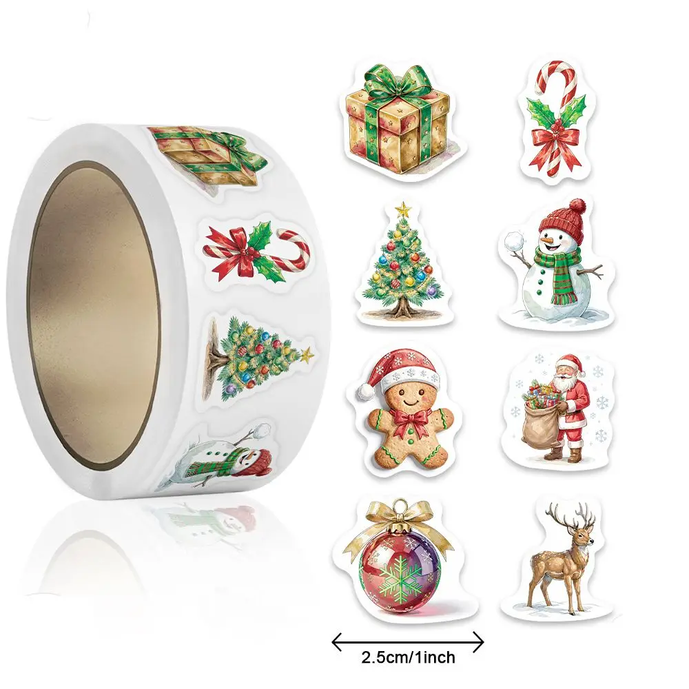 500 Stück/Rolle Laser-Cartoon-Weihnachtsaufkleber Weihnachtsgeschenk-Etiketten-Aufkleber Belohnungsaufkleber Scrapbook-Briefpapier, 1"