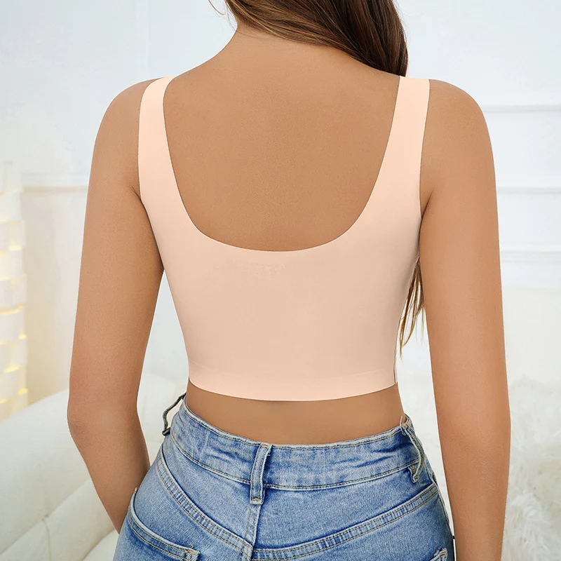 Hot Sale Bra Basic Crop Top Fashion Wireless Push Up Bra Nude Full Coverage Soutien Gorge Ice Silk Seamless Bra For Women