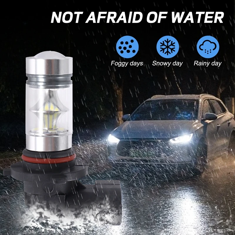 ●2X 6000K Super White H10 9045 9145 9140 100W 1200LM LED Fog Light Bulb Projector Driving DRL-A57M